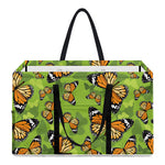 Green Monarch Butterfly Pattern Print Utility Tote Bag