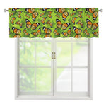 Green Monarch Butterfly Pattern Print Window Valance
