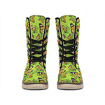 Green Monarch Butterfly Pattern Print Winter Boots