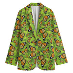 Green Monarch Butterfly Pattern Print Women's Blazer