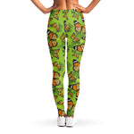 Green Monarch Butterfly Pattern Print Women's Leggings