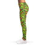 Green Monarch Butterfly Pattern Print Women's Leggings