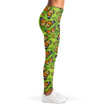 Green Monarch Butterfly Pattern Print Women's Leggings