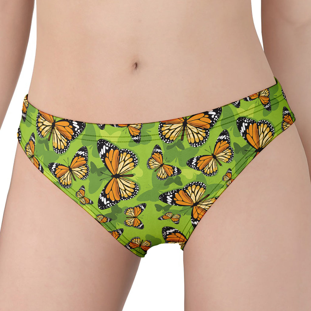 Green Monarch Butterfly Pattern Print Women's Panties