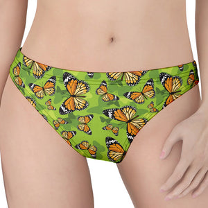 Green Monarch Butterfly Pattern Print Women's Thong