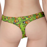 Green Monarch Butterfly Pattern Print Women's Thong