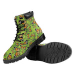 Green Monarch Butterfly Pattern Print Work Boots