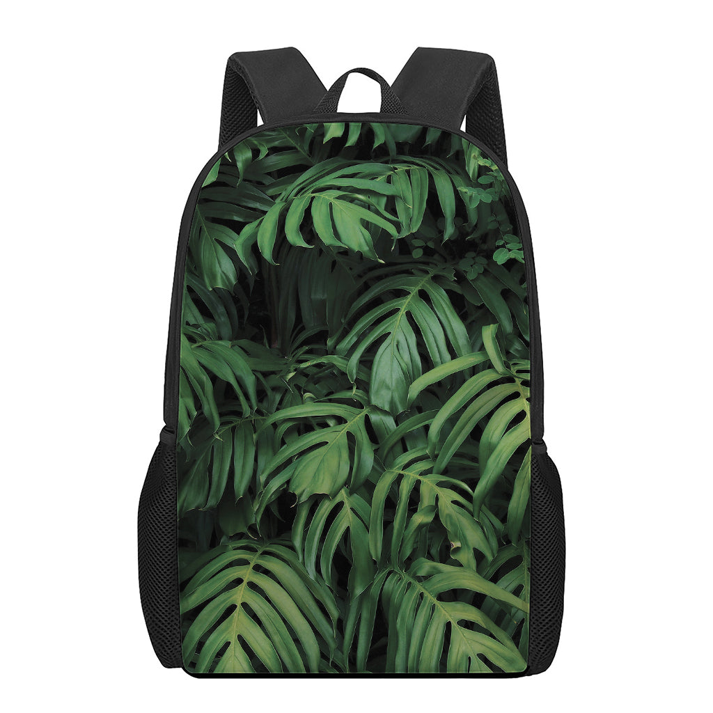 Green Monstera Leaf Print 17 Inch Backpack