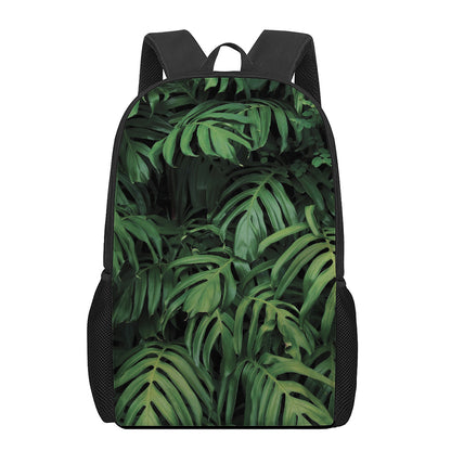 Green Monstera Leaf Print 17 Inch Backpack