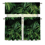 Green Monstera Leaf Print 3 Piece Kitchen Curtains