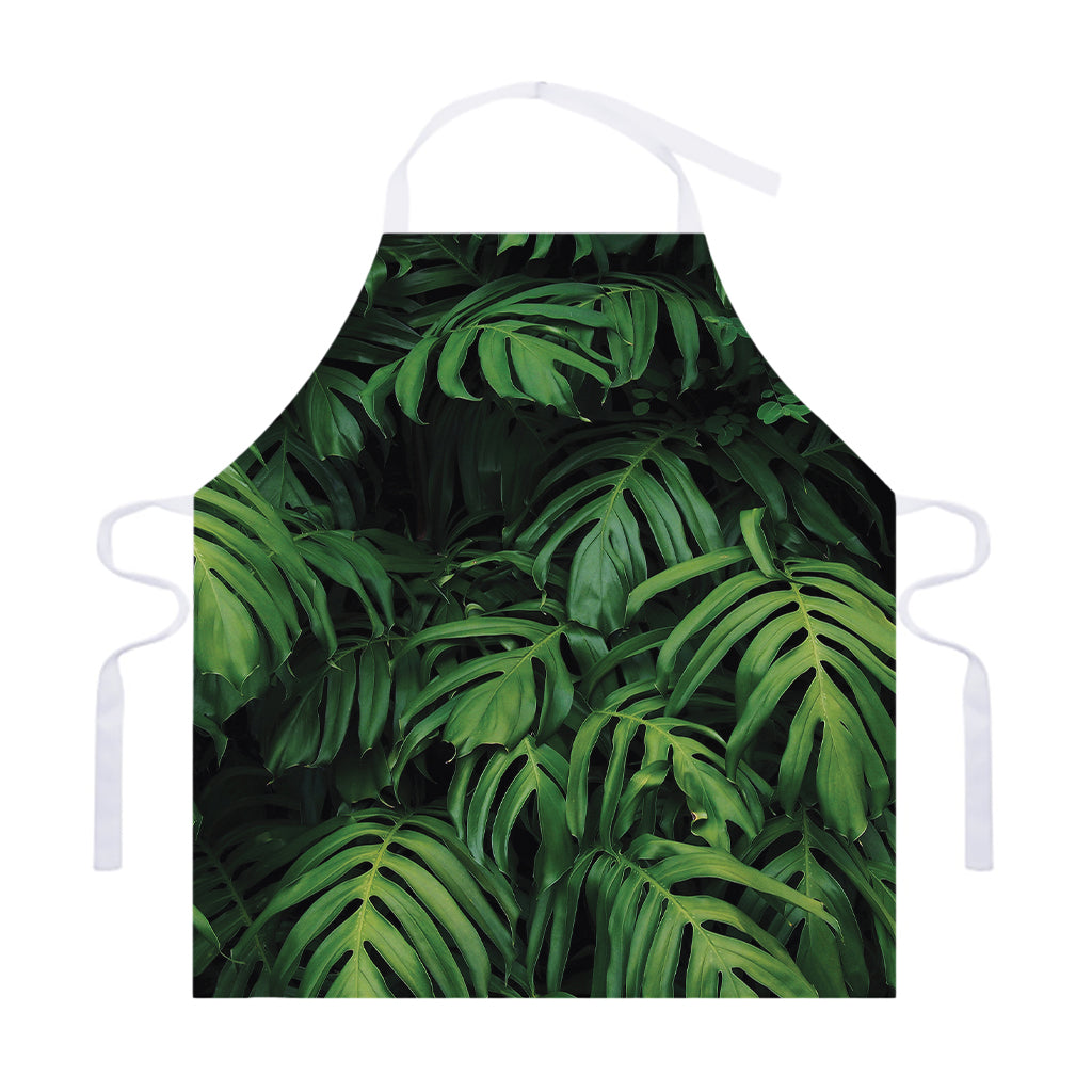 Green Monstera Leaf Print Adjustable Apron
