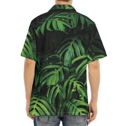 Green Monstera Leaf Print Aloha Shirt