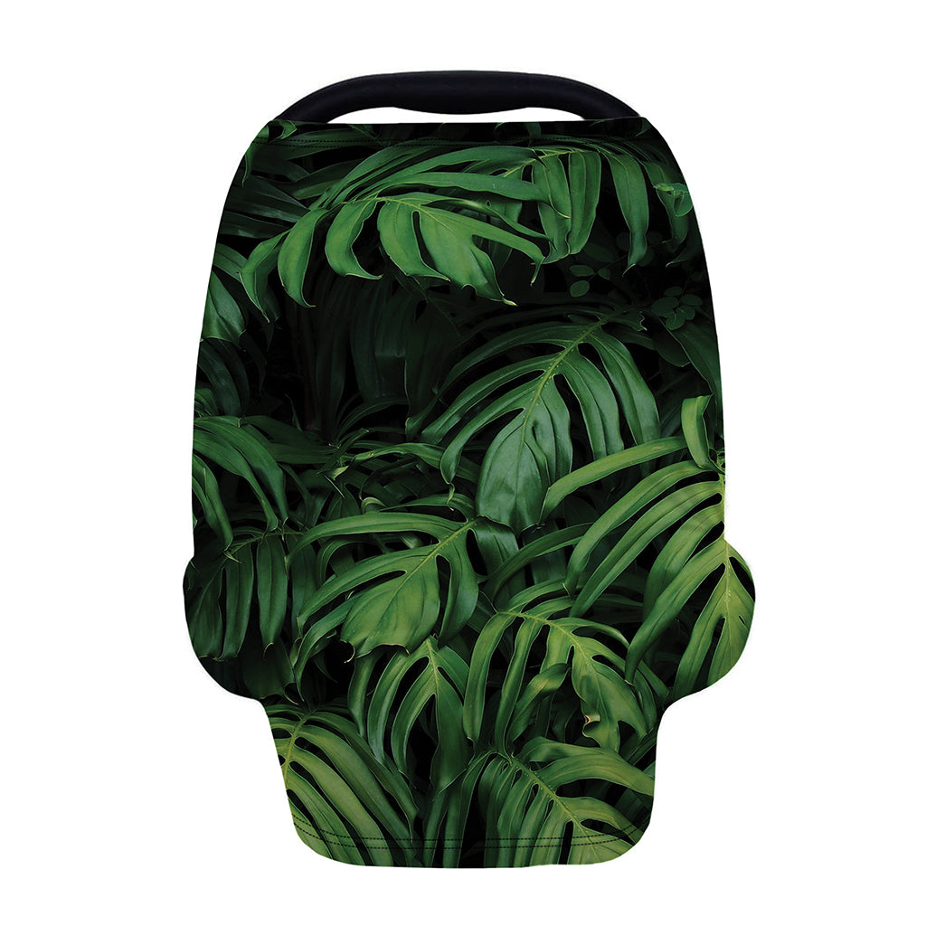 Green Monstera Leaf Print Baby Seat Cover