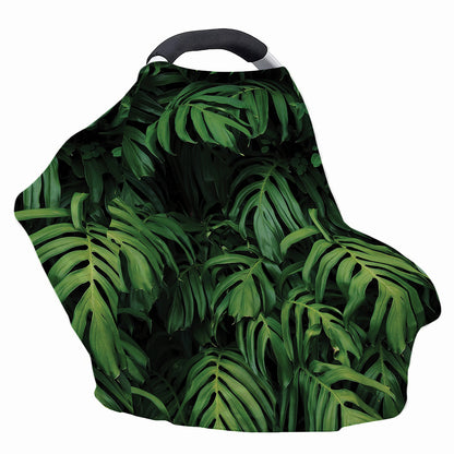Green Monstera Leaf Print Baby Seat Cover