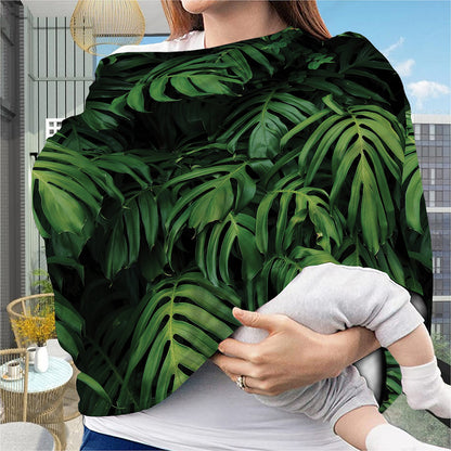 Green Monstera Leaf Print Baby Seat Cover