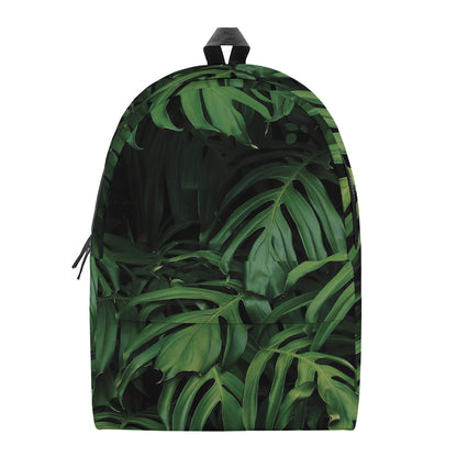 Green Monstera Leaf Print Backpack
