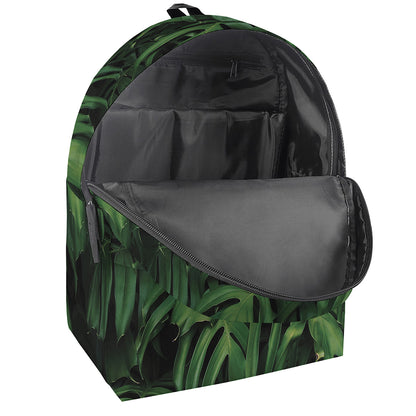 Green Monstera Leaf Print Backpack