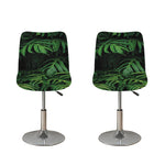 Green Monstera Leaf Print Bar Stool Covers