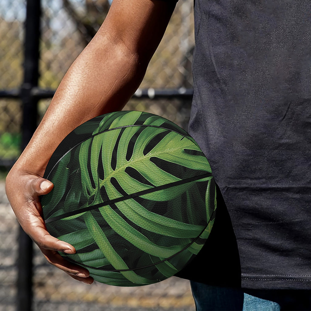 Green Monstera Leaf Print Basketball