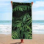 Green Monstera Leaf Print Beach Towel