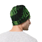 Green Monstera Leaf Print Beanie