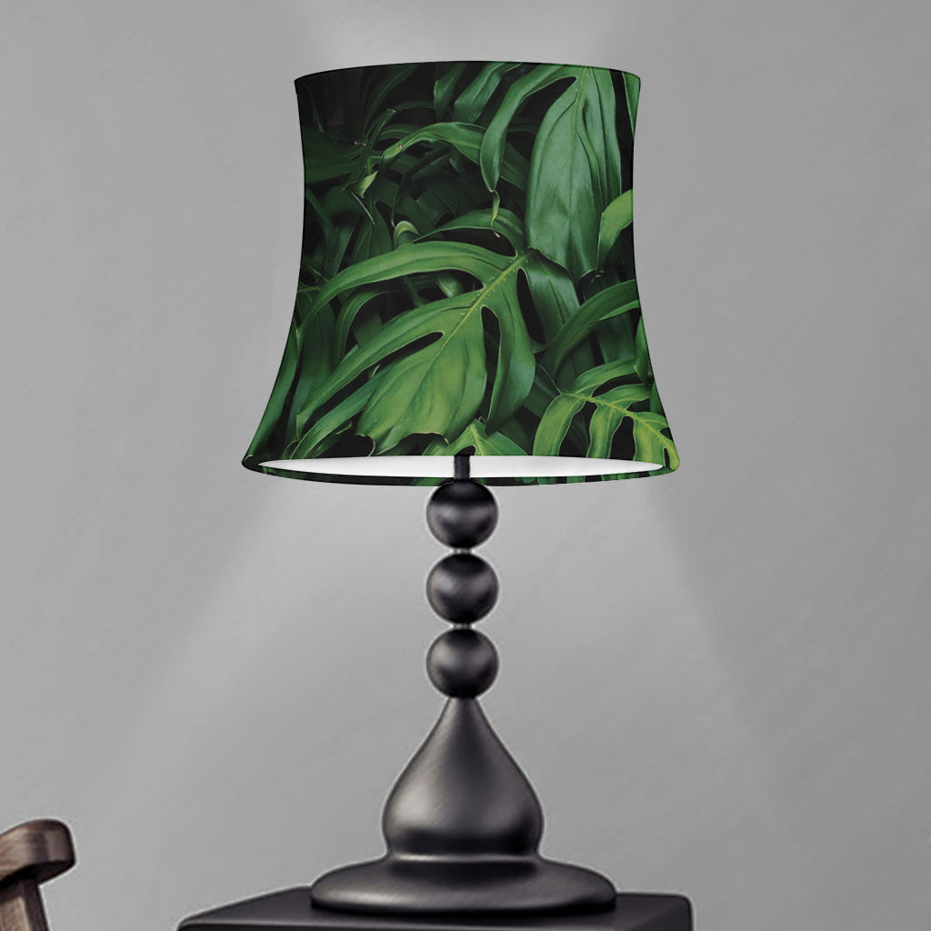 Green Monstera Leaf Print Bell Lamp Shade