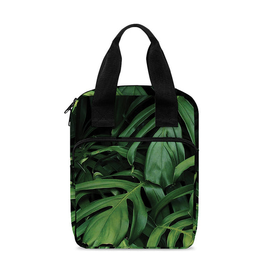 Green Monstera Leaf Print Bible Tote Bag