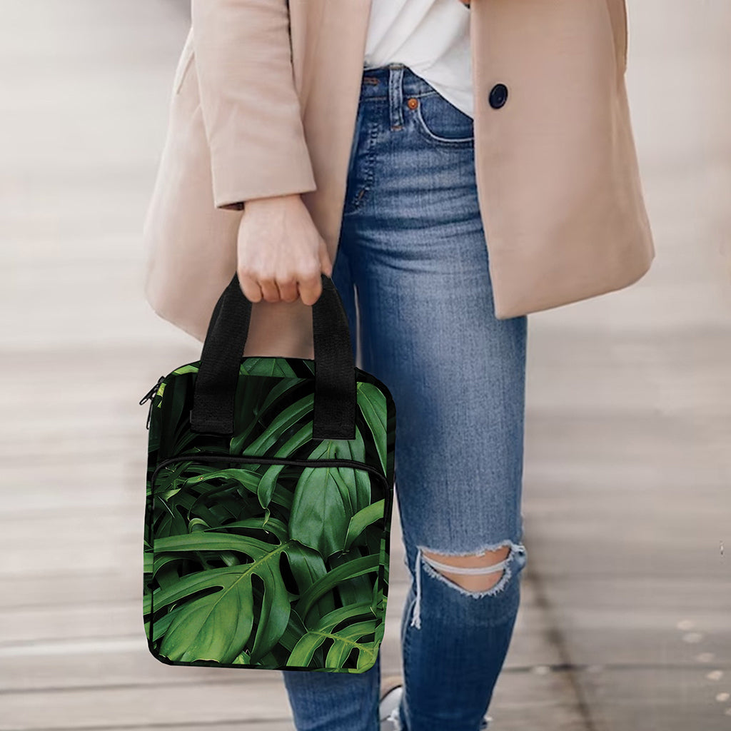 Green Monstera Leaf Print Bible Tote Bag