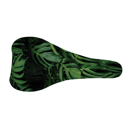 Green Monstera Leaf Print Bicycle Seat Cover