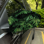 Green Monstera Leaf Print Car Side Mirror Covers