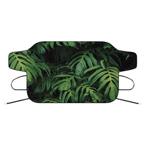 Green Monstera Leaf Print Car Windshield Snow Cover