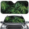 Green Monstera Leaf Print Car Windshield Sun Shade