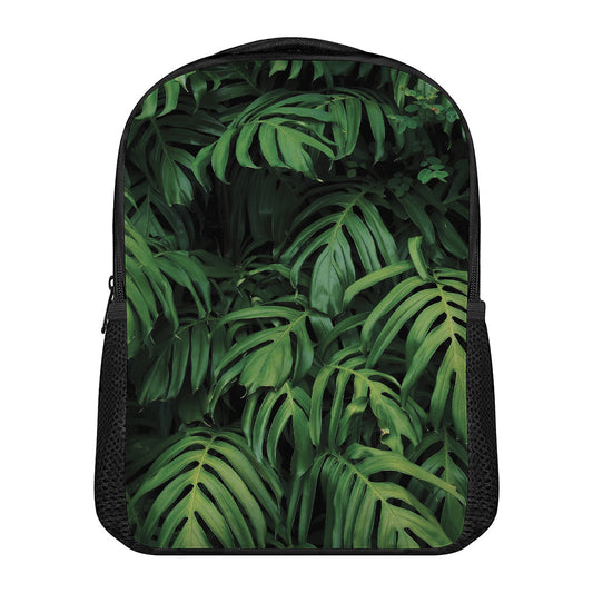 Green Monstera Leaf Print Casual Backpack