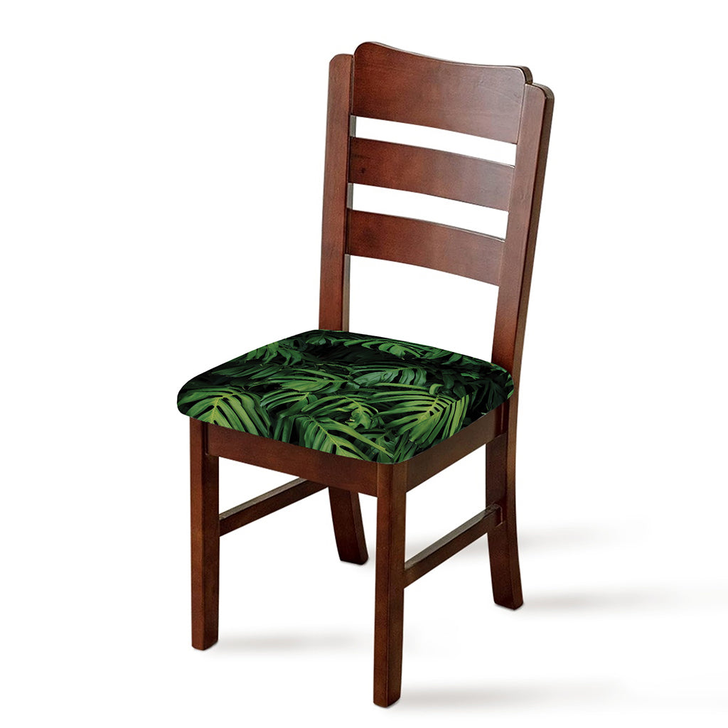 Green Monstera Leaf Print Chair Cushion Cover