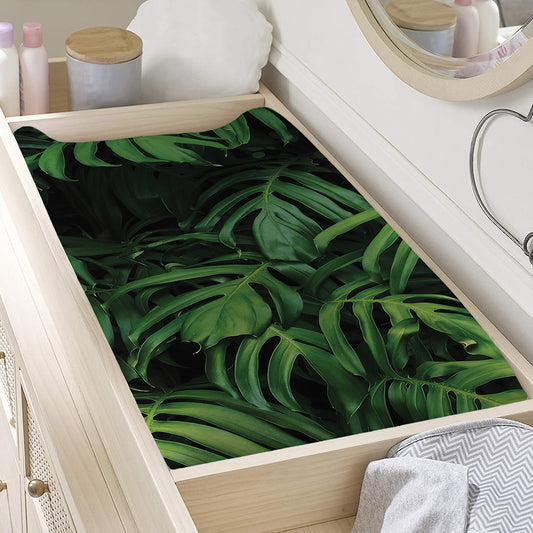 Green Monstera Leaf Print Changing Pad Cover