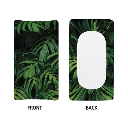 Green Monstera Leaf Print Changing Pad Cover