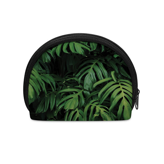 Green Monstera Leaf Print Coin Purse