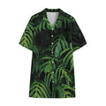 Green Monstera Leaf Print Cotton Hawaiian Shirt