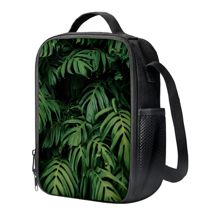Green Monstera Leaf Print Crossbody Lunch Bag