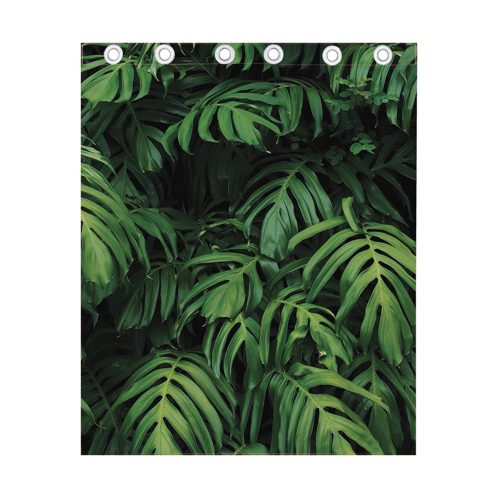 Green Monstera Leaf Print Curtain