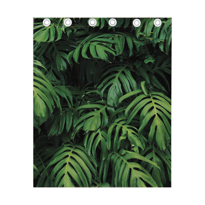 Green Monstera Leaf Print Curtain
