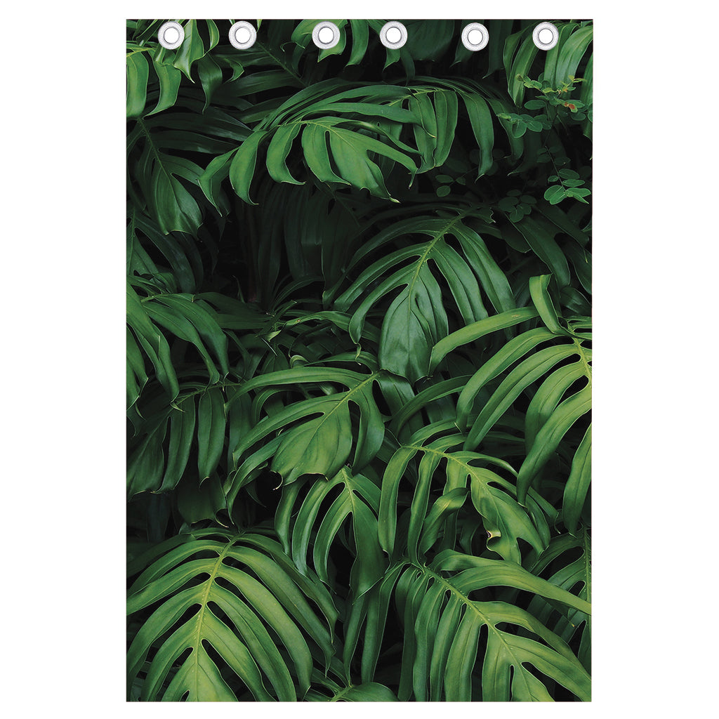 Green Monstera Leaf Print Curtain
