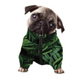 Green Monstera Leaf Print Dog Zip Up Jacket