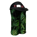 Green Monstera Leaf Print Double Neoprene Wine Tote