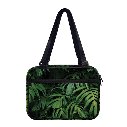 Green Monstera Leaf Print Double Strap Bible Bag