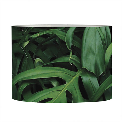 Green Monstera Leaf Print Drum Lamp Shade
