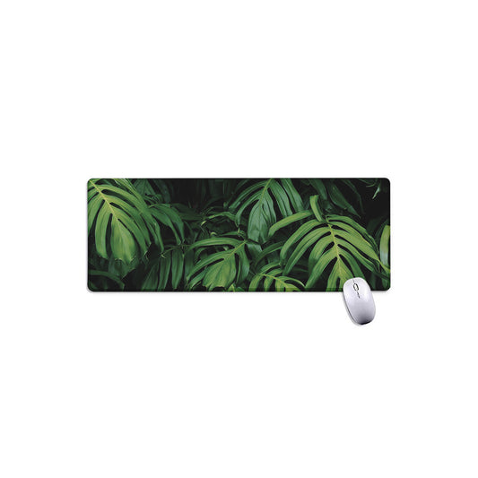 Green Monstera Leaf Print Extended Mouse Pad