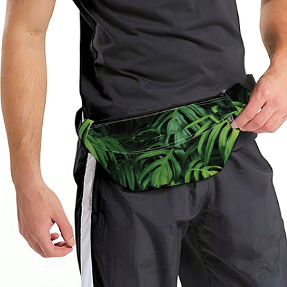 Green Monstera Leaf Print Fanny Pack