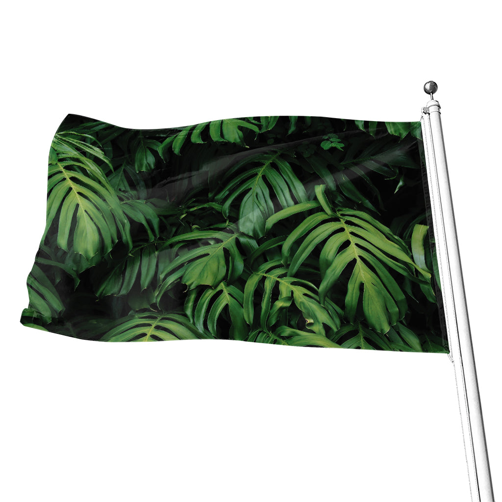 Green Monstera Leaf Print Flag