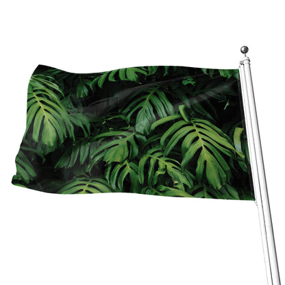 Green Monstera Leaf Print Flag